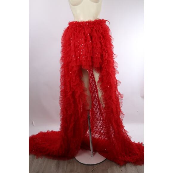 BRONX & BANCO Red Lace Maxi Dress Sleeveless Gown Size 2 Formal Evening - Picture 14 of 16